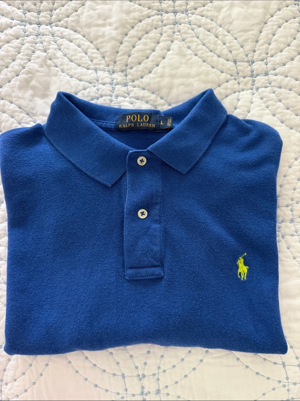 Polo by Ralph Lauren Royal Blue Polo with Yellow Logo Mens L